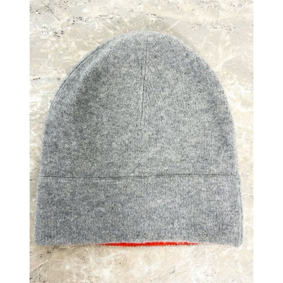 Magaschoni Women\'s Cashmere Knit Beanie in Gray / Orange - OS